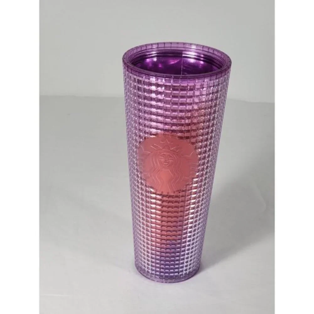 Starbucks Pink Purple Iridescent Grid Venti 24 oz. Cold Tumbler No straw/lid NWT